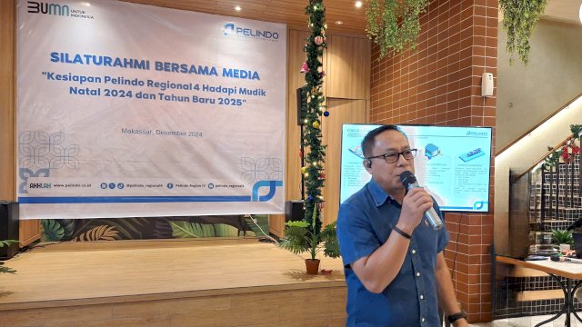 Executive Director 4 Pelindo Regional 4 Abdul Azis dalam acara silaturahmi bareng media. Foto: Sri Wahyu Diastuti / Sulselsatu.com.