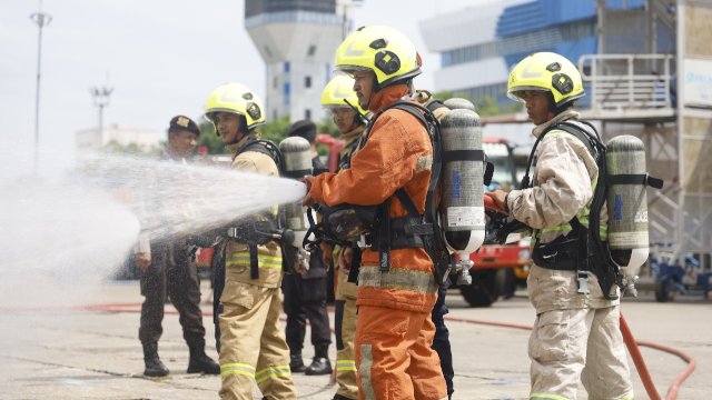 Simulasi penanggulangan bencana di Pelindo Regional 4. Foto: Istimewa.