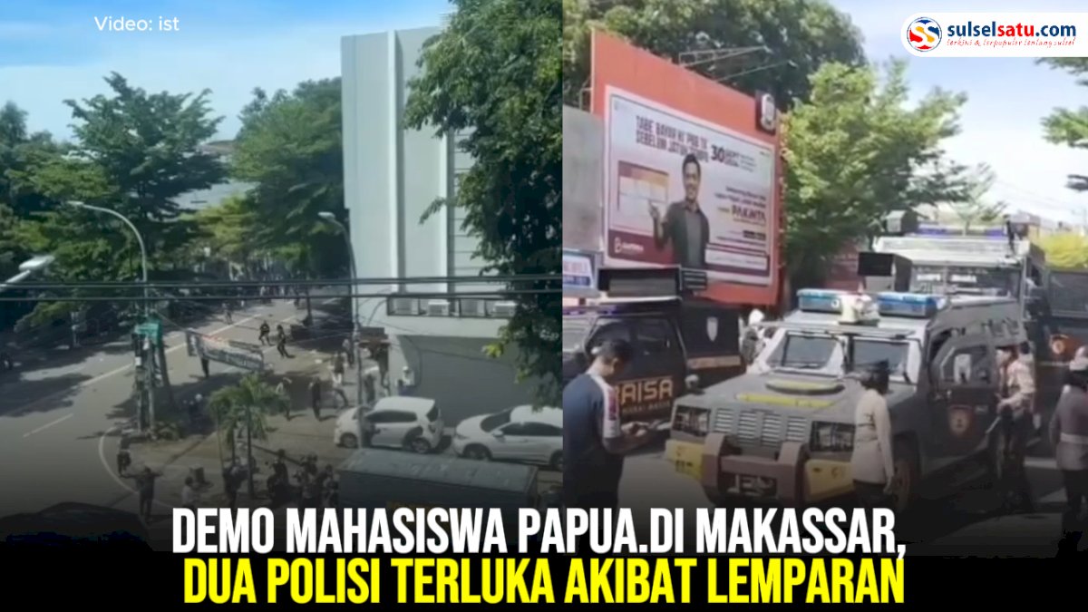 VIDEO:  Demo Mahasiswa Papua di Makassar, Dua Polisi Terluka Akibat Lemparan