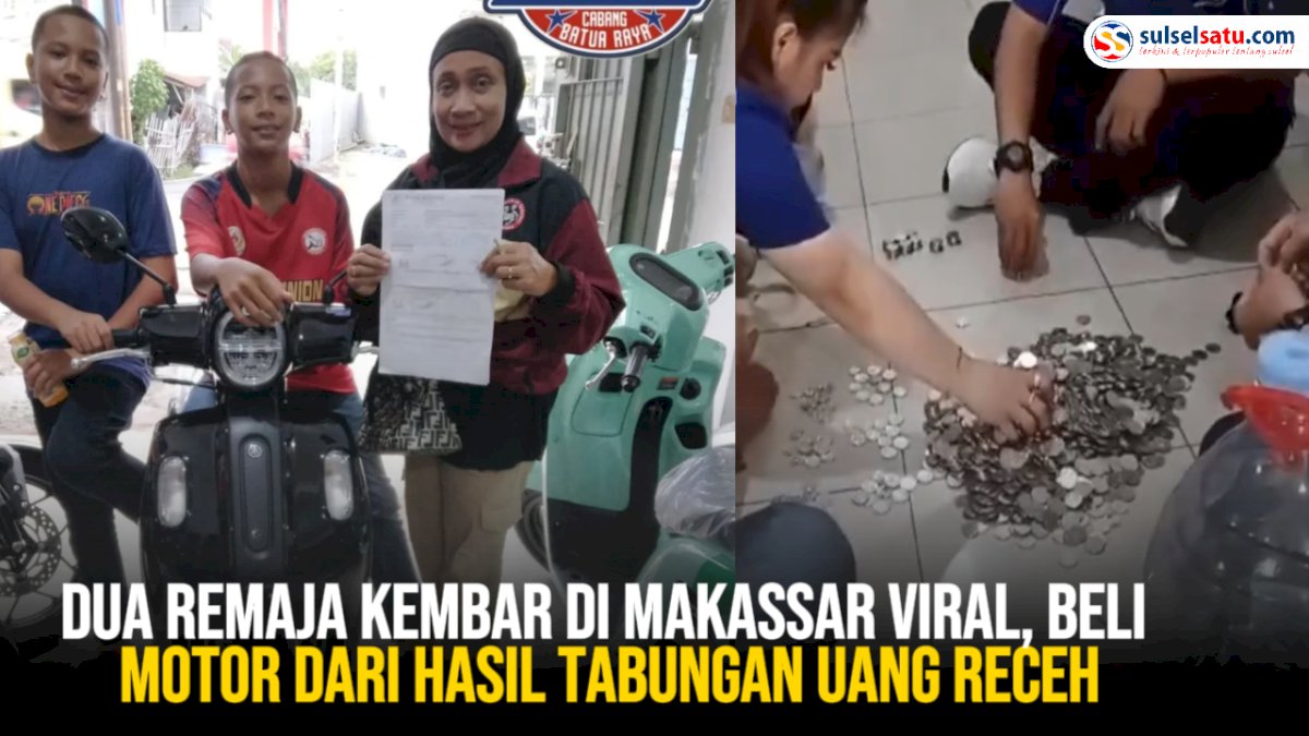 VIDEO: Dua Remaja Kembar di Makassar Viral, Beli Motor dari Hasil Tabungan Uang Receh
