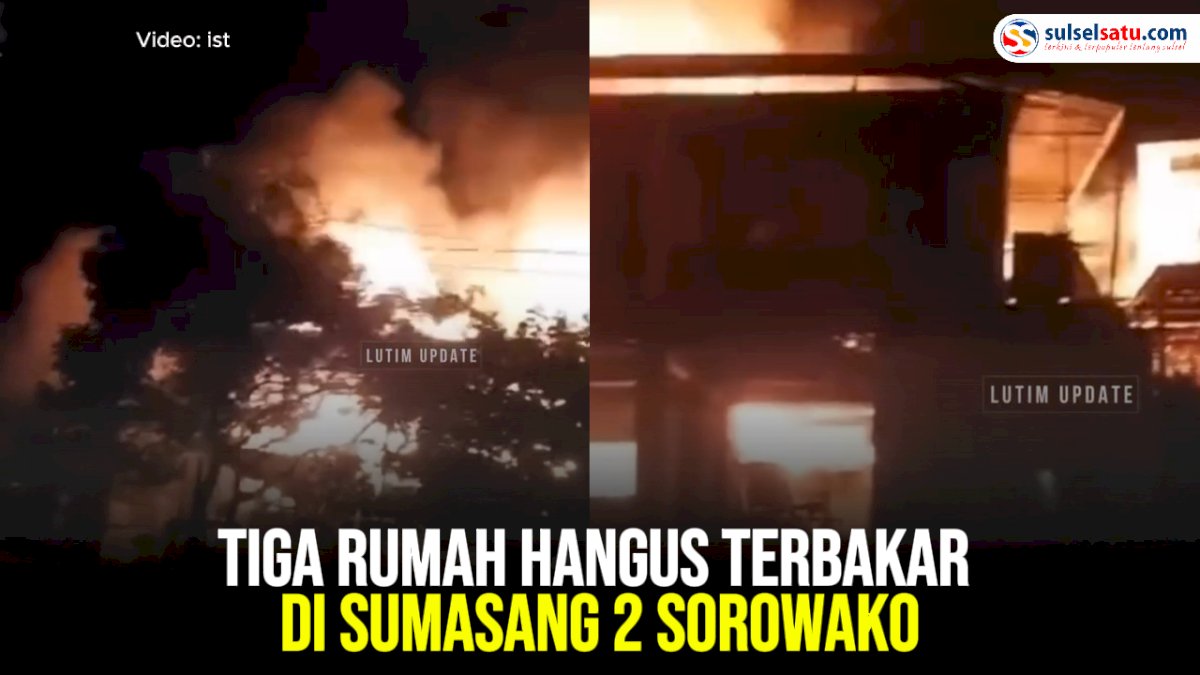 VIDEO: Tiga Rumah Hangus Terbakar di Sumasang 2 Sorowako