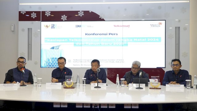 Konferensi Pers Kesiapan TelkomGroup di momen Nataru. Foto: Istimewa.