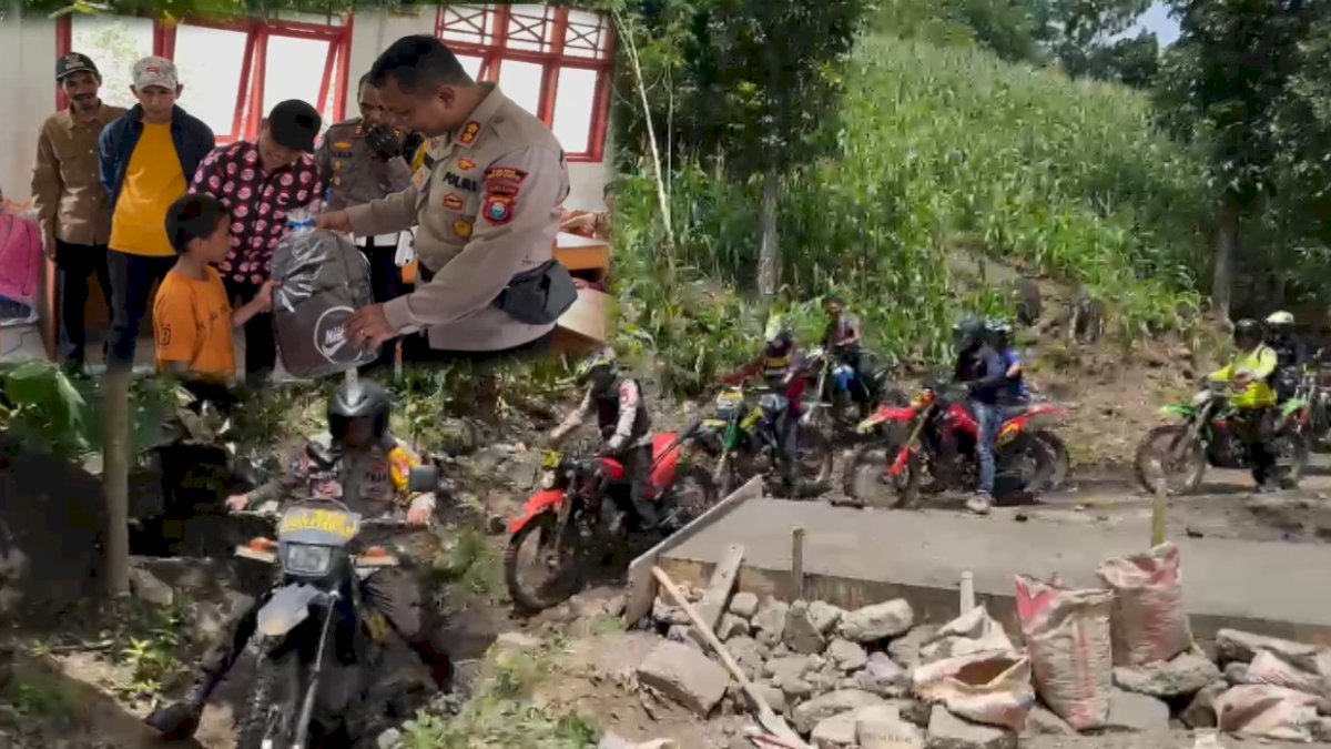 Jelajahi Desa Terpencil dengan Motor Trail, Kapolres Jeneponto Gelar Bakti Sosial