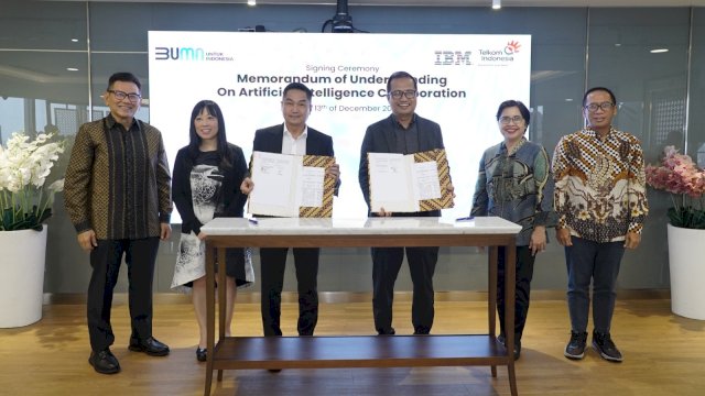 Telkom dan IBM Indonesia kerja sama perkuat kercerdasan buatan di Indonesia. Foto: Istimewa.