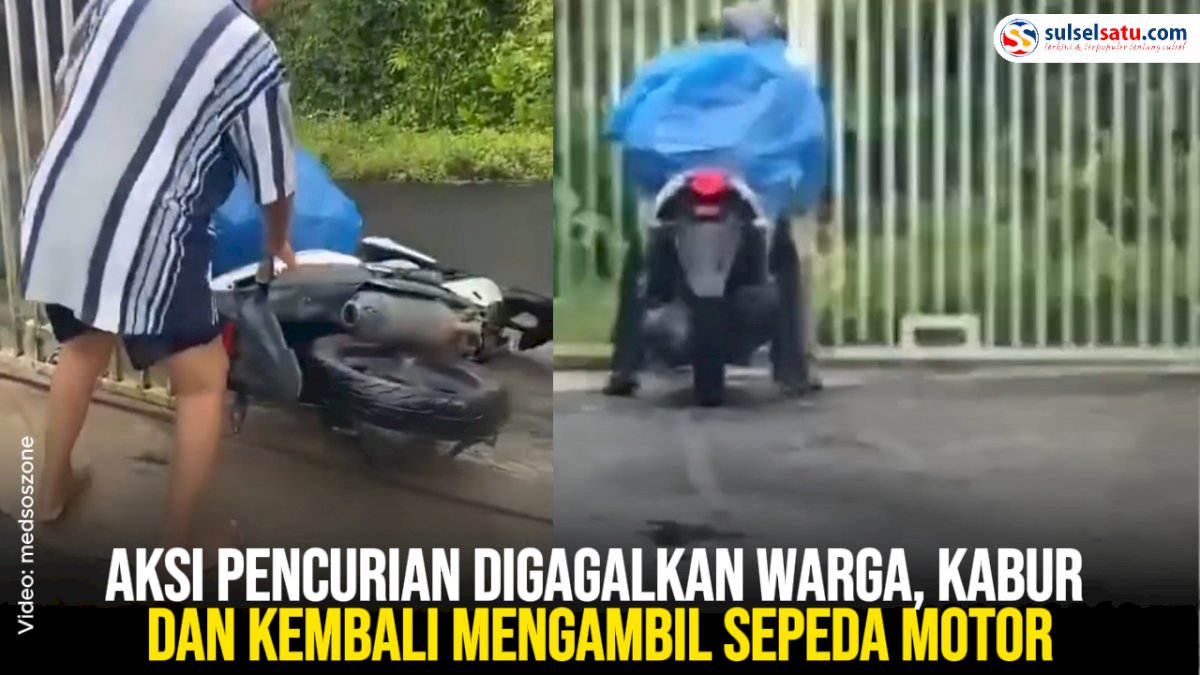 VIDEO: Aksi Pencurian Digagalkan Warga, Kabur dan Kembali Mengambil Sepeda Motor