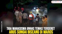 VIDEO: Tiga Mahasiswa Unhas Tewas Terseret Arus Sungai Biseang di Maros