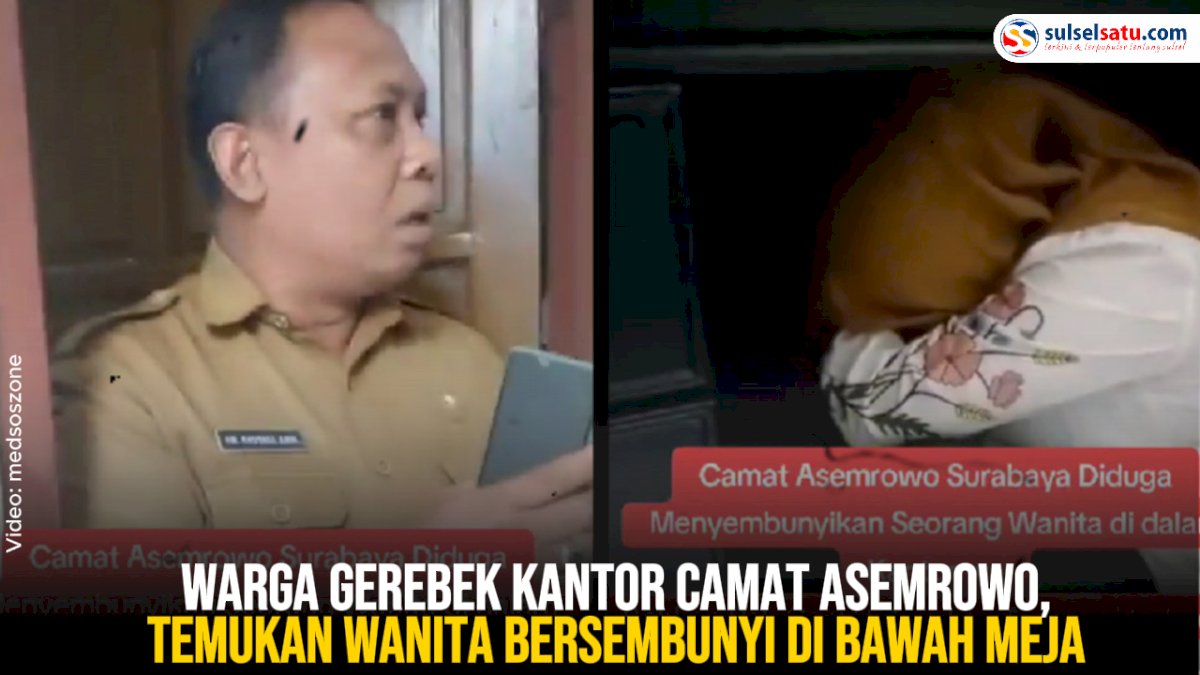 VIDEO: Warga Gerebek Kantor Camat Asemrowo, Temukan Wanita Bersembunyi di Bawah Meja