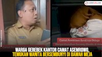 VIDEO: Warga Gerebek Kantor Camat Asemrowo, Temukan Wanita Bersembunyi di Bawah Meja