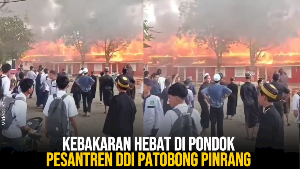 VIDEO: Kebakaran Hebat di Pondok Pesantren DDI Patobong Pinrang