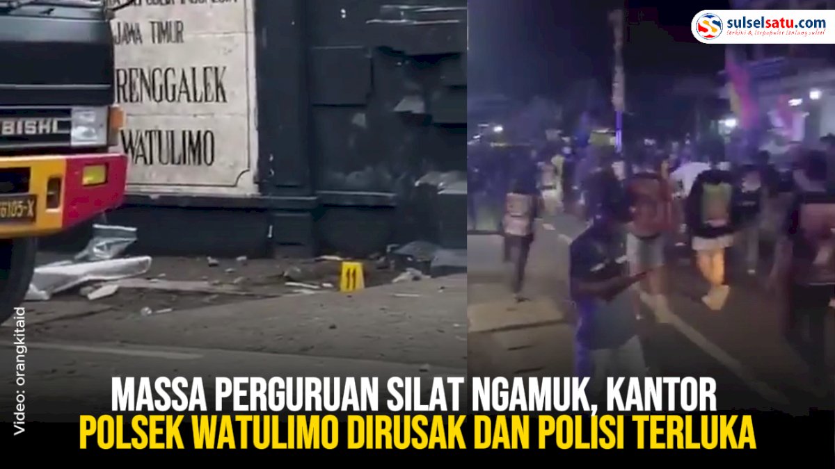 VIDEO:  Massa Perguruan Silat Ngamuk, Kantor Polsek Watulimo Dirusak dan Polisi Terluka