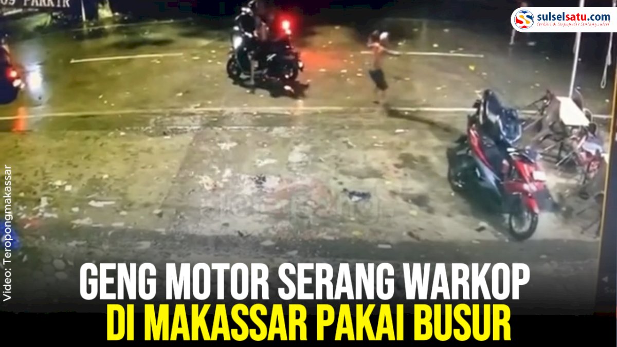 VIDEO: Geng Motor Serang Warkop di Makassar Pakai Busur