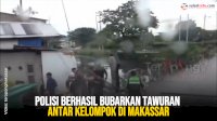VIDEO: Polisi Berhasil Bubarkan Tawuran Antar Kelompok di Makassar