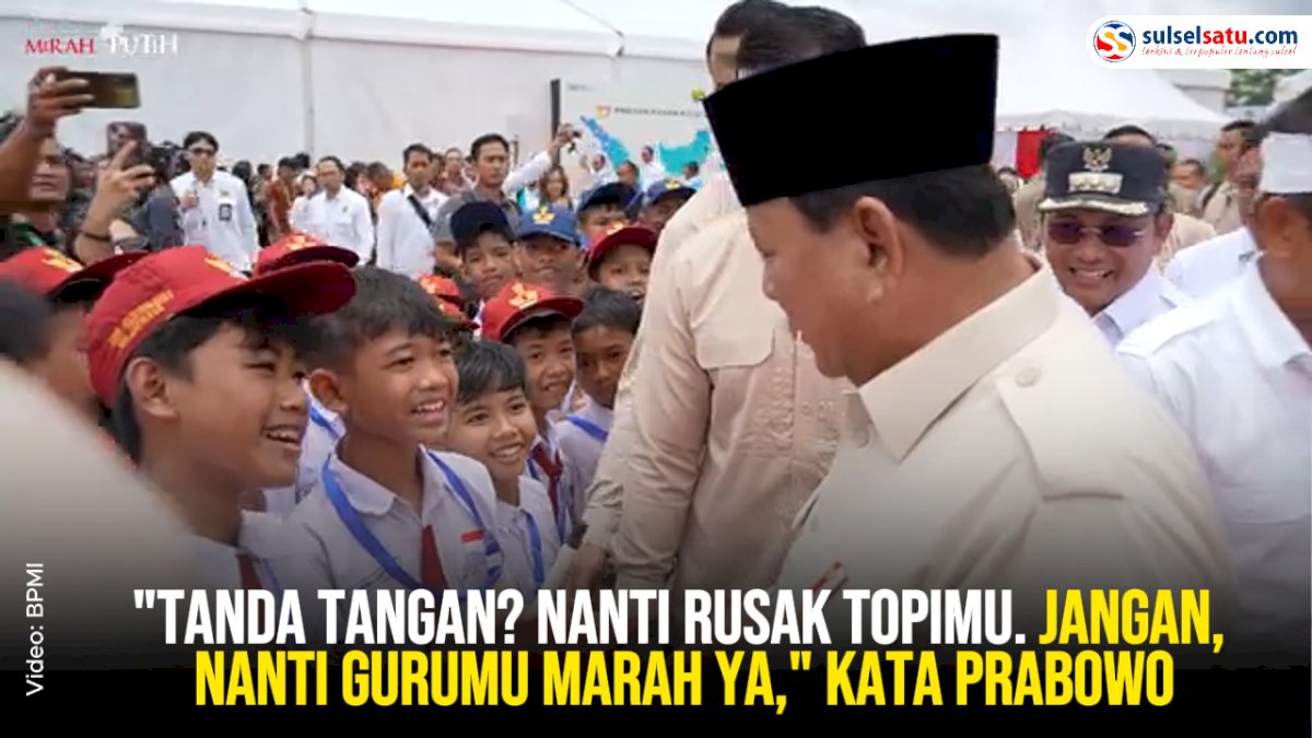 VIDEO: Tolak Tanda Tangani Topi Siswa SD, Presiden Prabowo: Jangan, Nanti Gurumu Marah