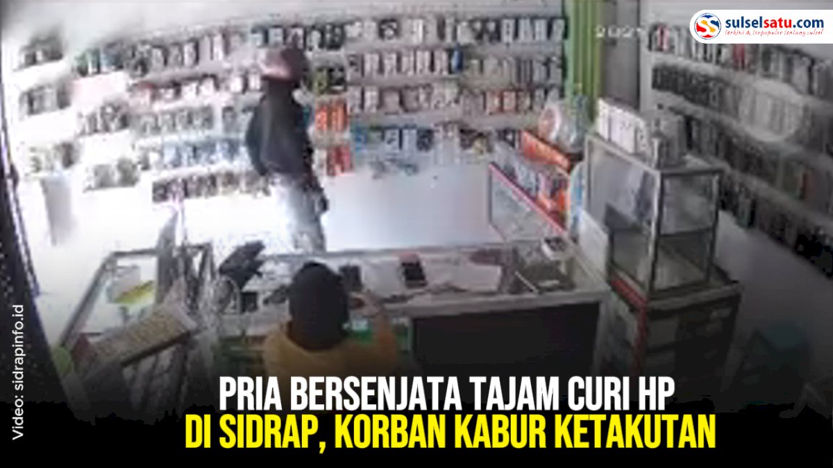VIDEO: Pria Bersenjata Tajam Curi HP di Sidrap, Korban Kabur Ketakutan