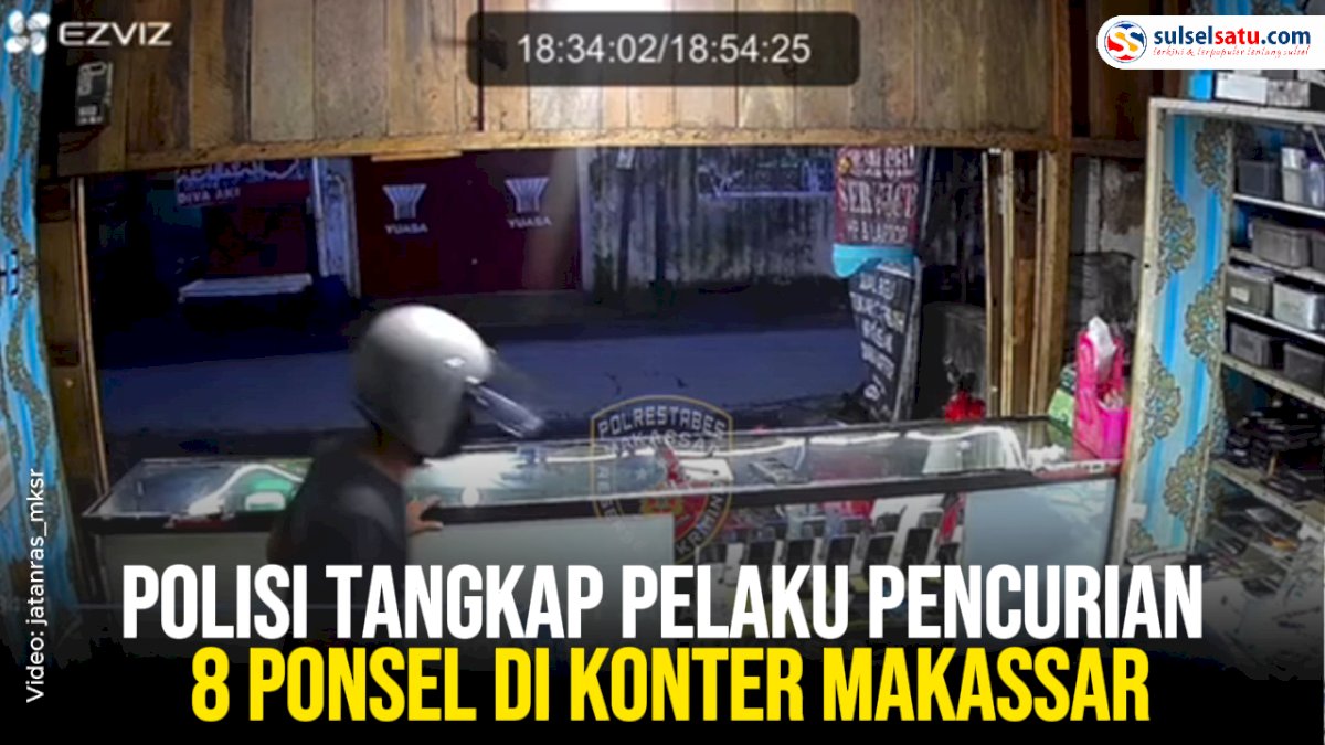 VIDEO: Polisi Tangkap Pelaku Pencurian 8 Ponsel di Konter Makassar
