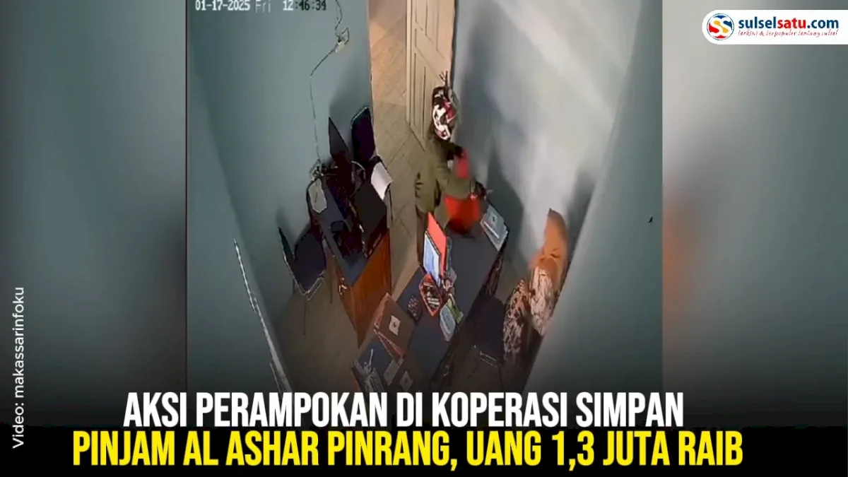 VIDEO: Aksi Perampokan di Koperasi Simpan Pinjam Al Ashar Pinrang, Uang 1,3 Juta Raib