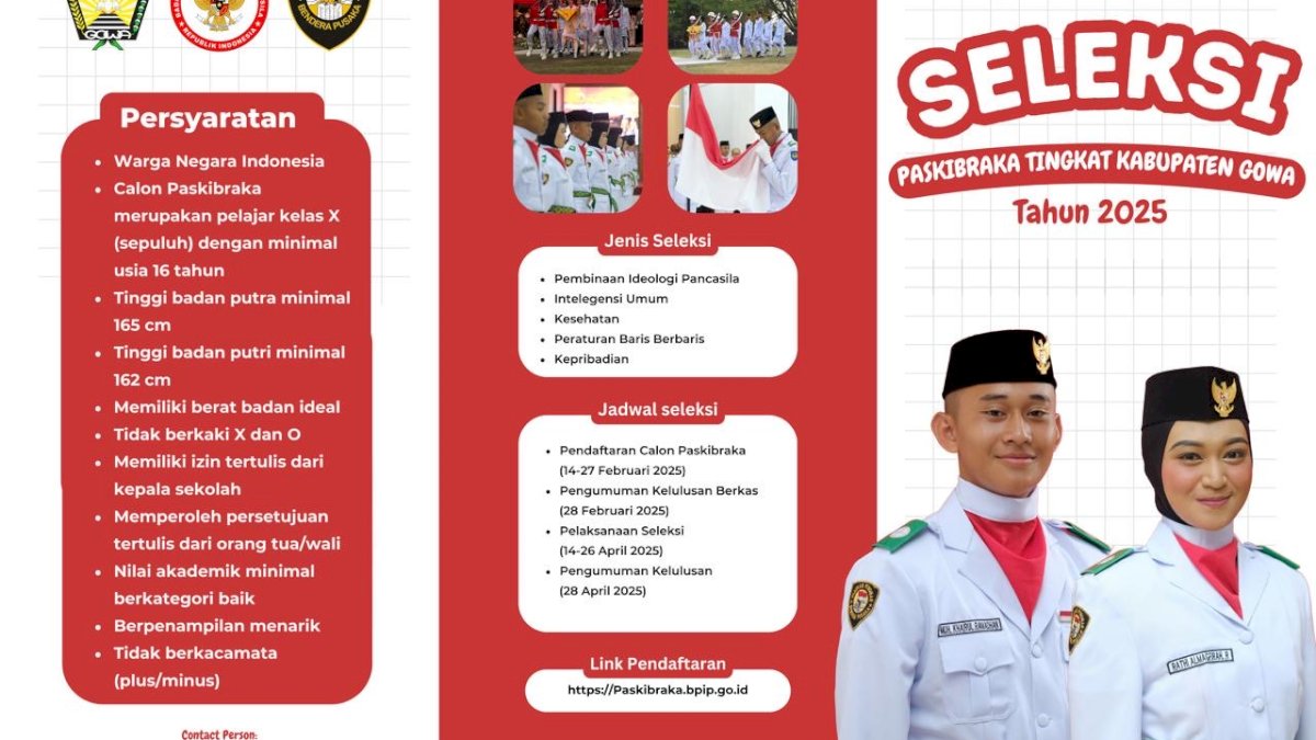 Pendaftaran Paskibraka Gowa 2025 Resmi Dibuka, Ini Syarat dan Cara Daftarnya
