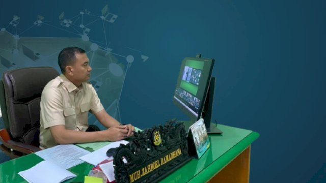 Kasi Intel Kejari Jeneponto, Muh Zahroel Ramadhana hadiri rapat via Vicon dengan Kejagung RI tentang pelayanan publik Kejaksaan (Istimewa)