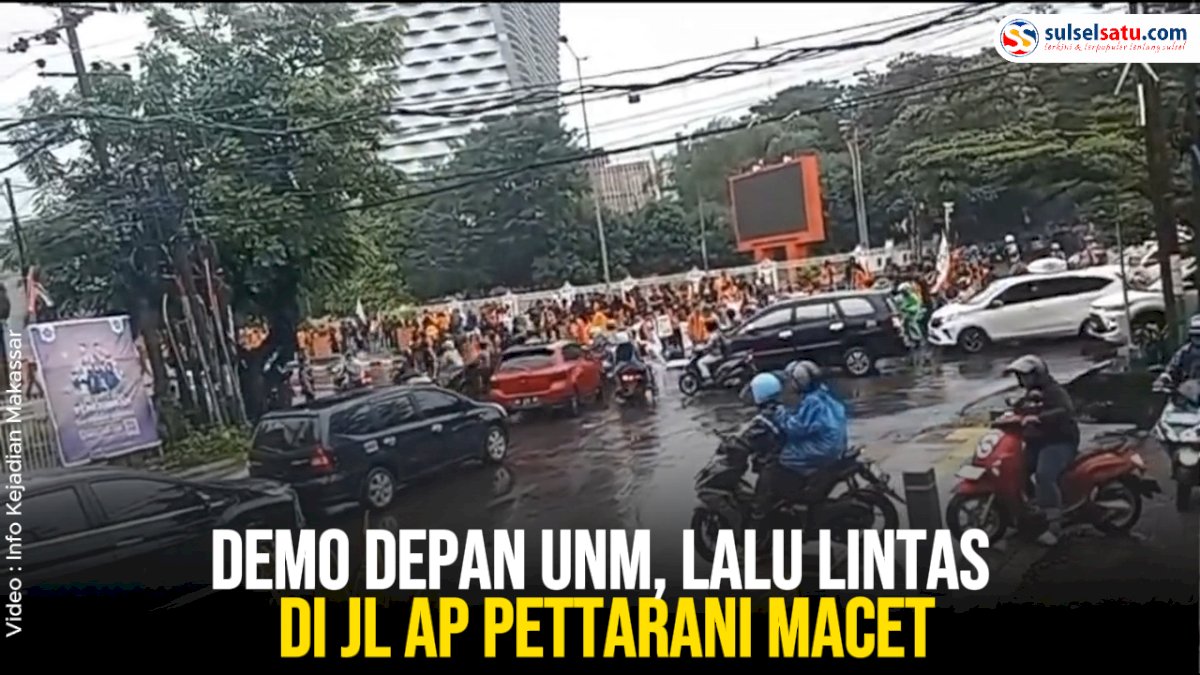 VIDEO: Demo Depan UNM, Lalu Lintas di Jl AP Pettarani Macet