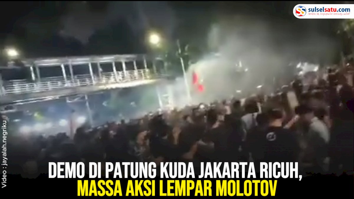 VIDEO: Demo di Patung Kuda Jakarta Ricuh, Massa Aksi Lempar Molotov