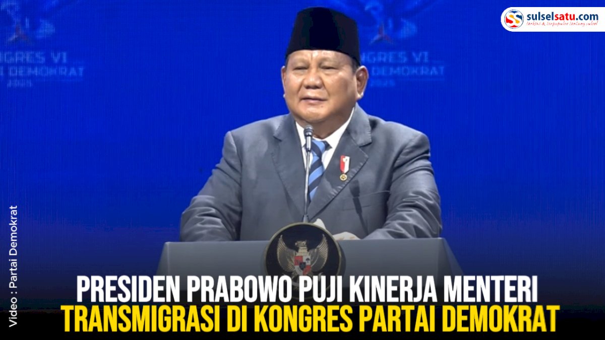 VIDEO: Presiden Prabowo Puji Kinerja Menteri Transmigrasi di Kongres Partai Demokrat