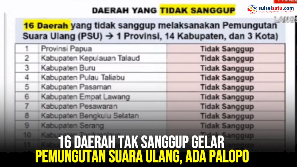 VIDEO: 16 Daerah Tak Sanggup Gelar Pemungutan Suara Ulang, Ada Palopo