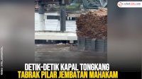 VIDEO: Detik-detik Kapal Tongkang Tabrak Pilar Jembatan Mahakam