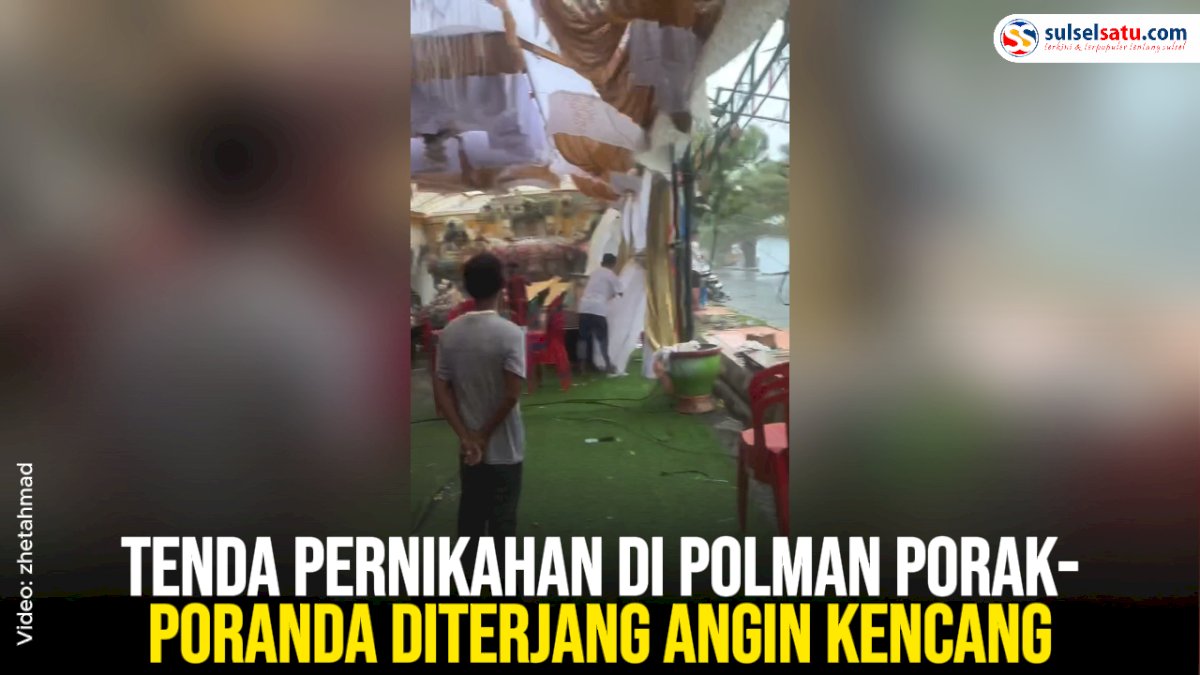 VIDEO: Tenda Pernikahan di Polman Porak-Poranda Diterjang Angin Kencang