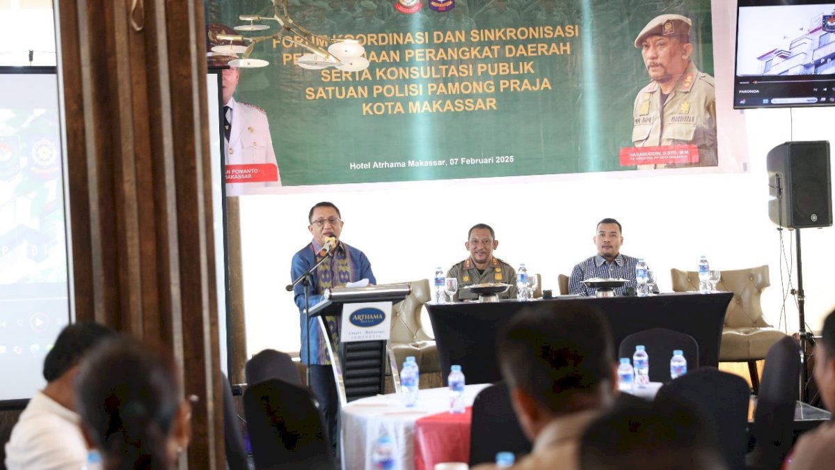 Buka Forum Koordinasi dan Sinkronisasi Satpol PP Kota Makassar, Muh. Yasir Tekankan Optimalisasi Penegakan Perda