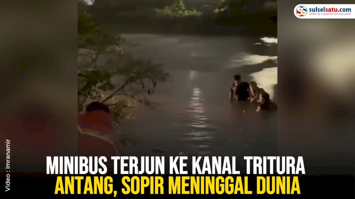 VIDEO: Minibus Terjun ke Kanal Tritura Antang, Sopir Meninggal Dunia