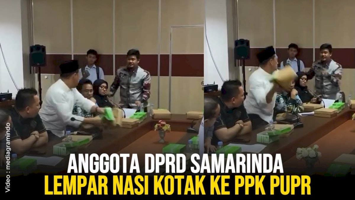 VIDEO: Anggota DPRD Samarinda Lempar Nasi Kotak ke PPK PUPR, Gegara Upah Pekerja Teras Belum Dibayar