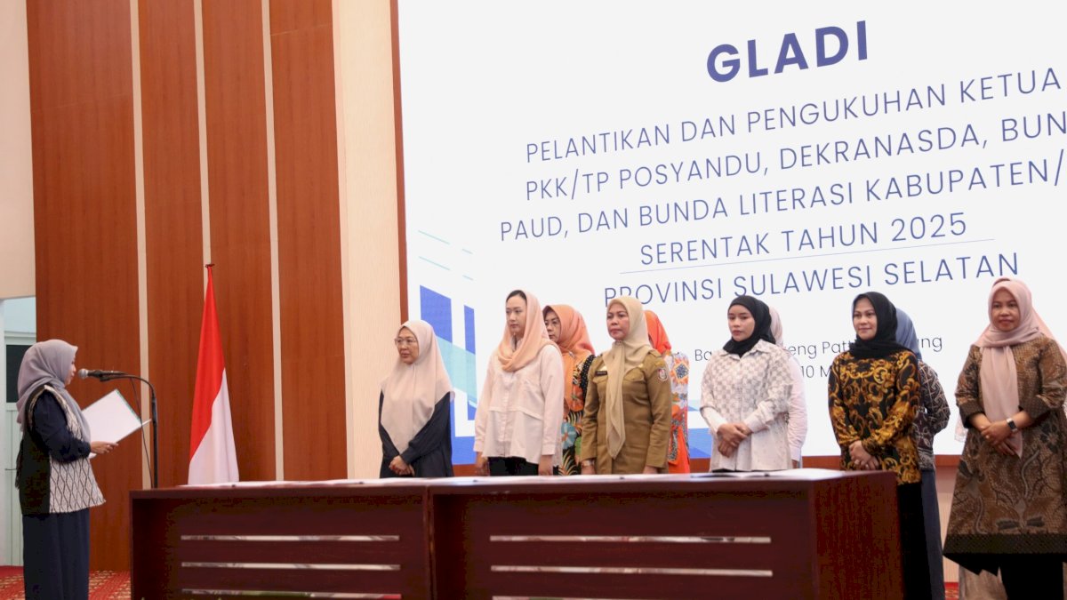 Melinda Aksa Ikuti Gladi Pelantikan Serentak Bersama 21 Ketua TP PKK Se-Sulsel