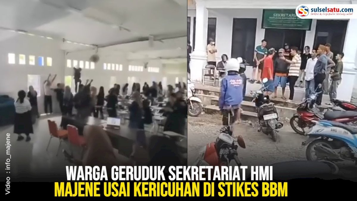 VIDEO: Warga Geruduk Sekretariat HMI Majene Usai Kericuhan di Stikes BBM
