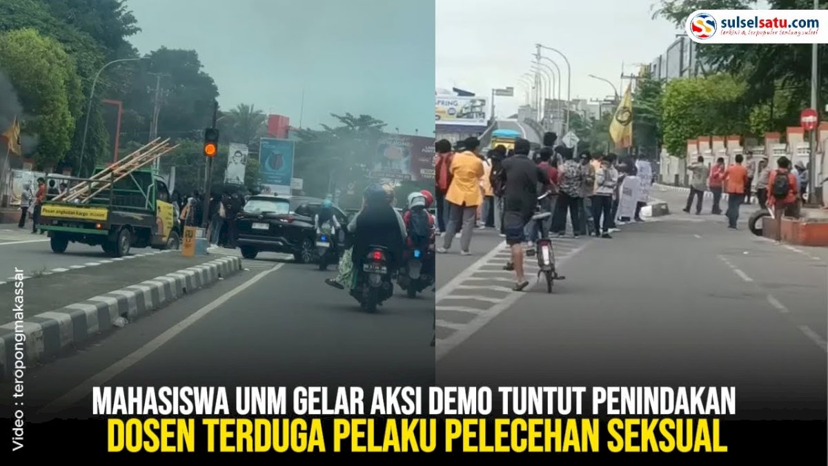VIDEO: Mahasiswa UNM Gelar Aksi Demo Tuntut Penindakan Dosen Terduga Pelaku Pelecehan Seksual