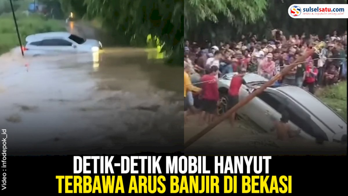 VIDEO: Detik-detik Mobil Hanyut Terbawa Arus Banjir di Bekasi