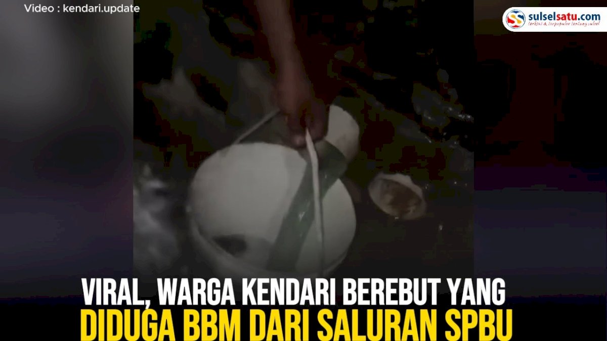 VIDEO: Viral, Warga Kendari Berebut yang Diduga BBM dari Saluran SPBU