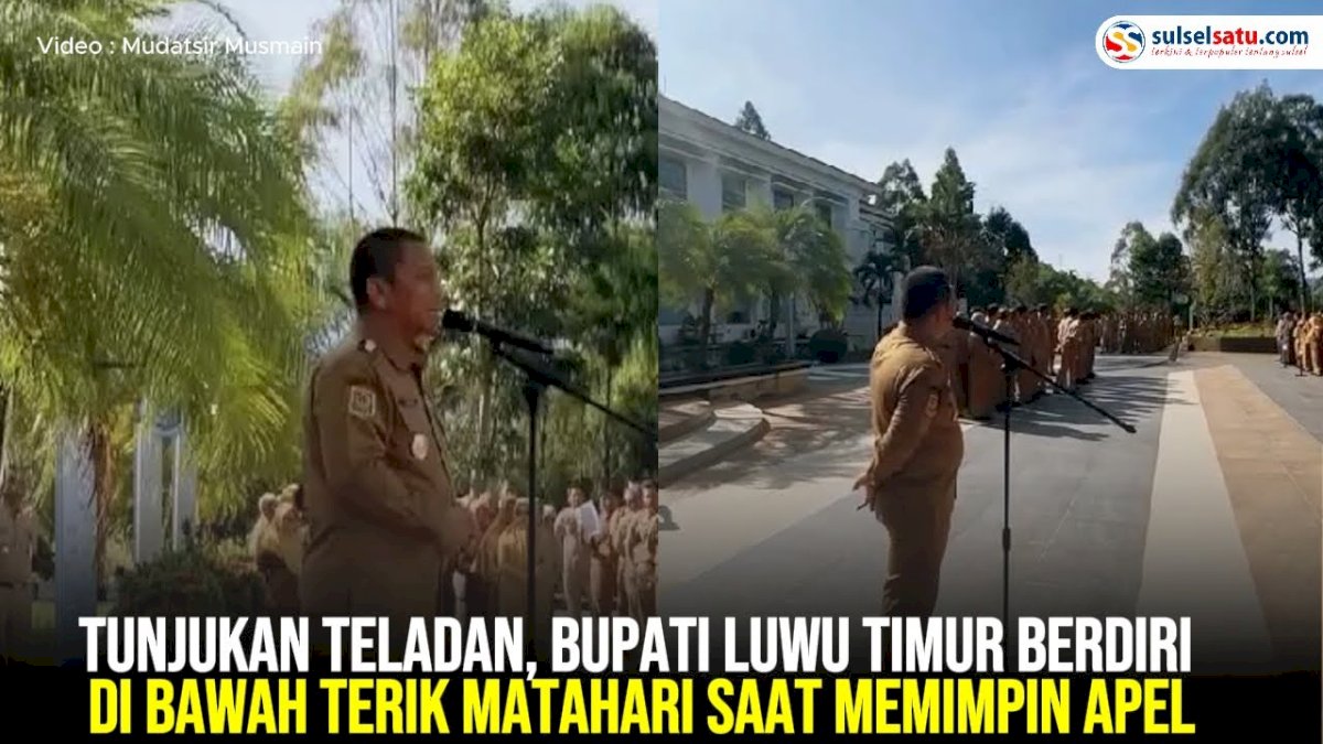 VIDEO: Tunjukan Teladan, Bupati Luwu Timur Berdiri di Bawah Terik Matahari Saat Memimpin Apel