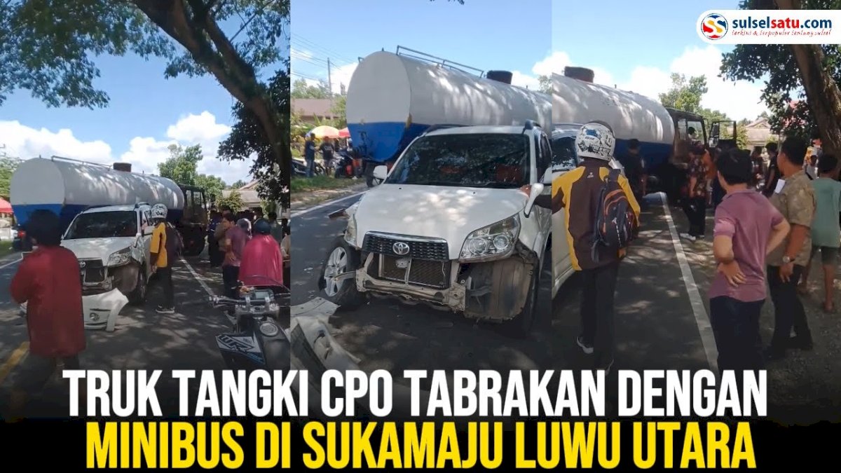 VIDEO: Truk Tangki CPO Tabrakan dengan Minibus di Sukamaju Luwu Utara