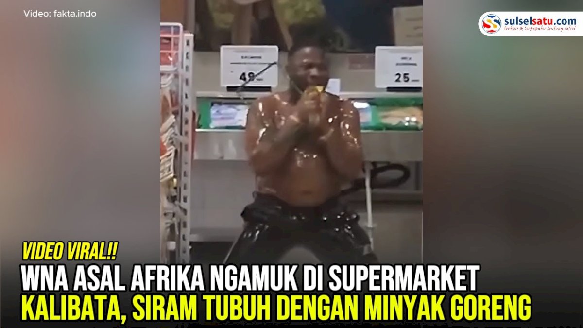 VIDEO: WNA Asal Afrika Ngamuk di Supermarket Kalibata, Siram Tubuh dengan Minyak Goreng