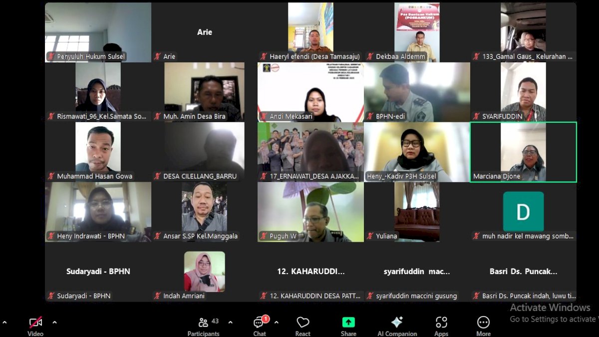 Kemenkumham Sulsel Perkuat Layanan Hukum Desa Lewat Pelatihan Paralegal Serentak