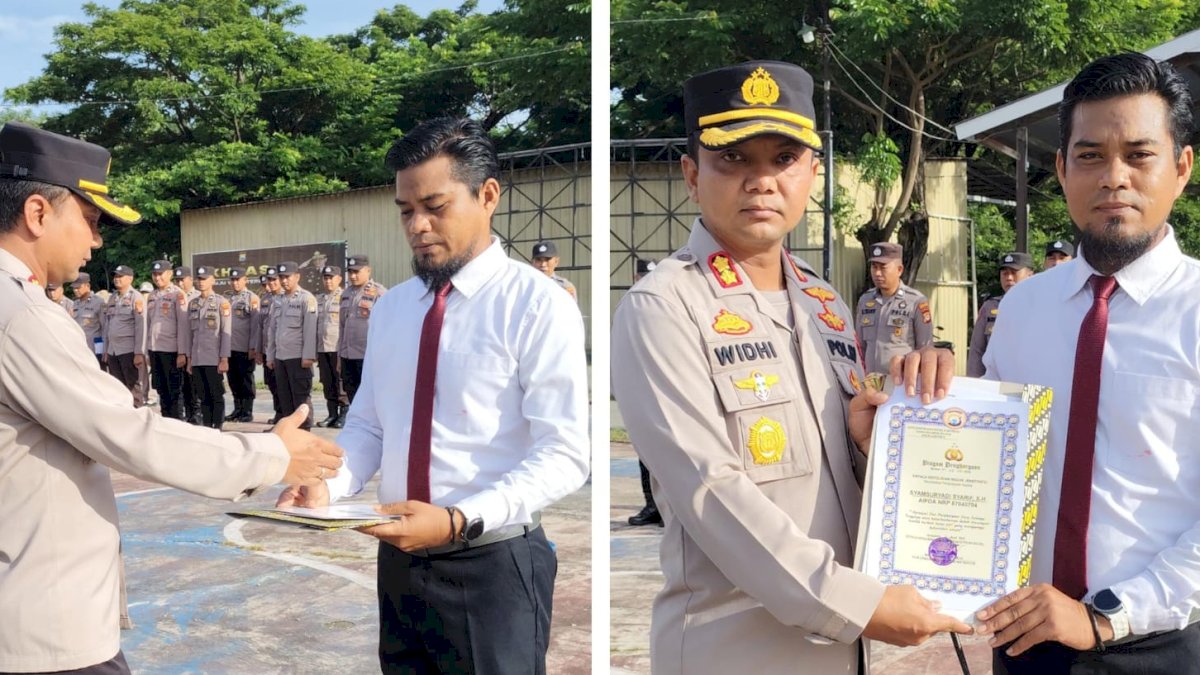 Kapolres Jeneponto Berikan Penghargaan Kepada Aipda Syamsuryadi Atas Dedikasi dan Tindakan Heroik di Lapangan