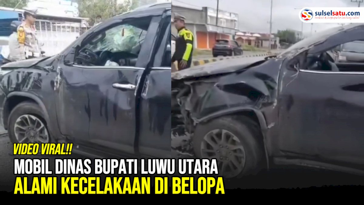 VIDEO: Mobil Dinas Bupati Luwu Utara Alami Kecelakaan di Belopa