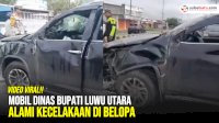 VIDEO: Mobil Dinas Bupati Luwu Utara Alami Kecelakaan di Belopa