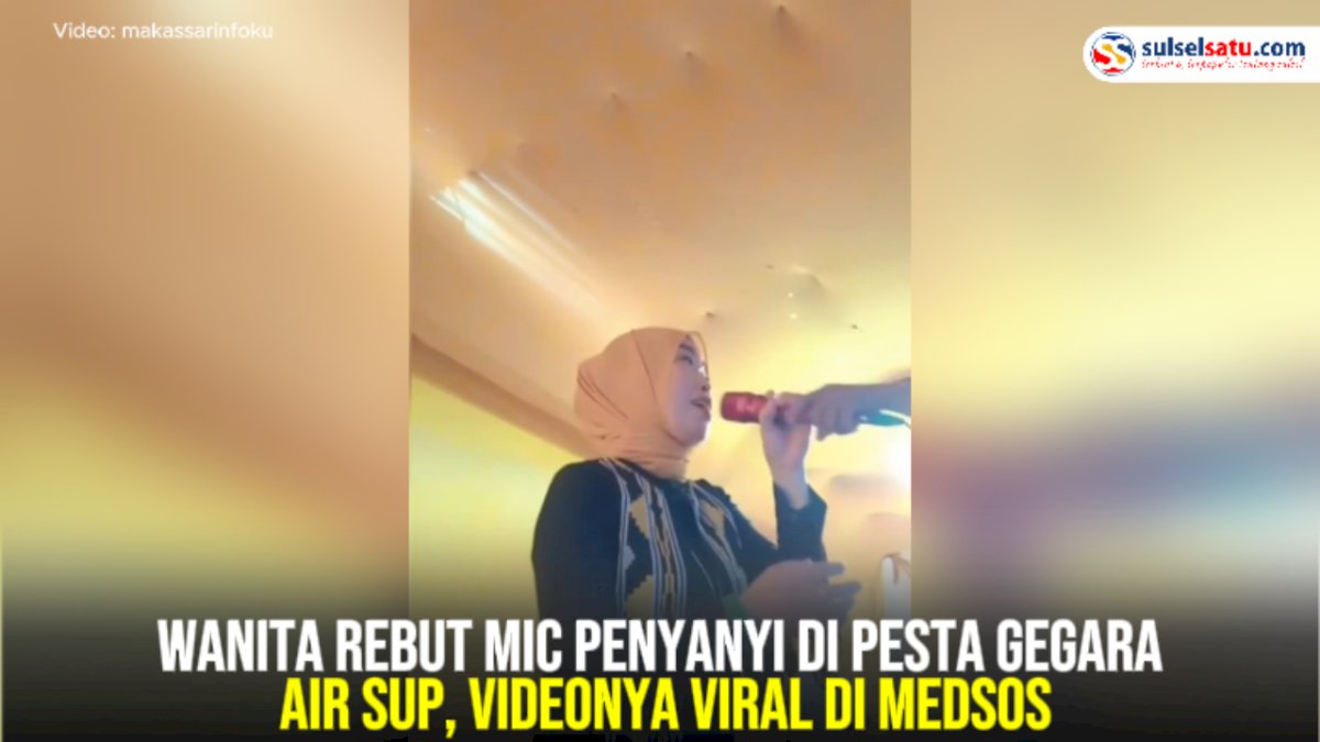 VIDEO: Wanita Rebut Mic Penyanyi di Pesta Gegara Air Sup, Videonya Viral di Medsos