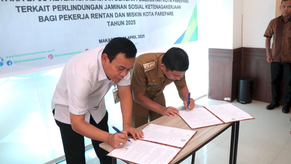 Tasming Hamid Teken Kerjasama dengan BPJS Ketenagakerjaan untuk Lindungi Pekerja Rentan Parepare