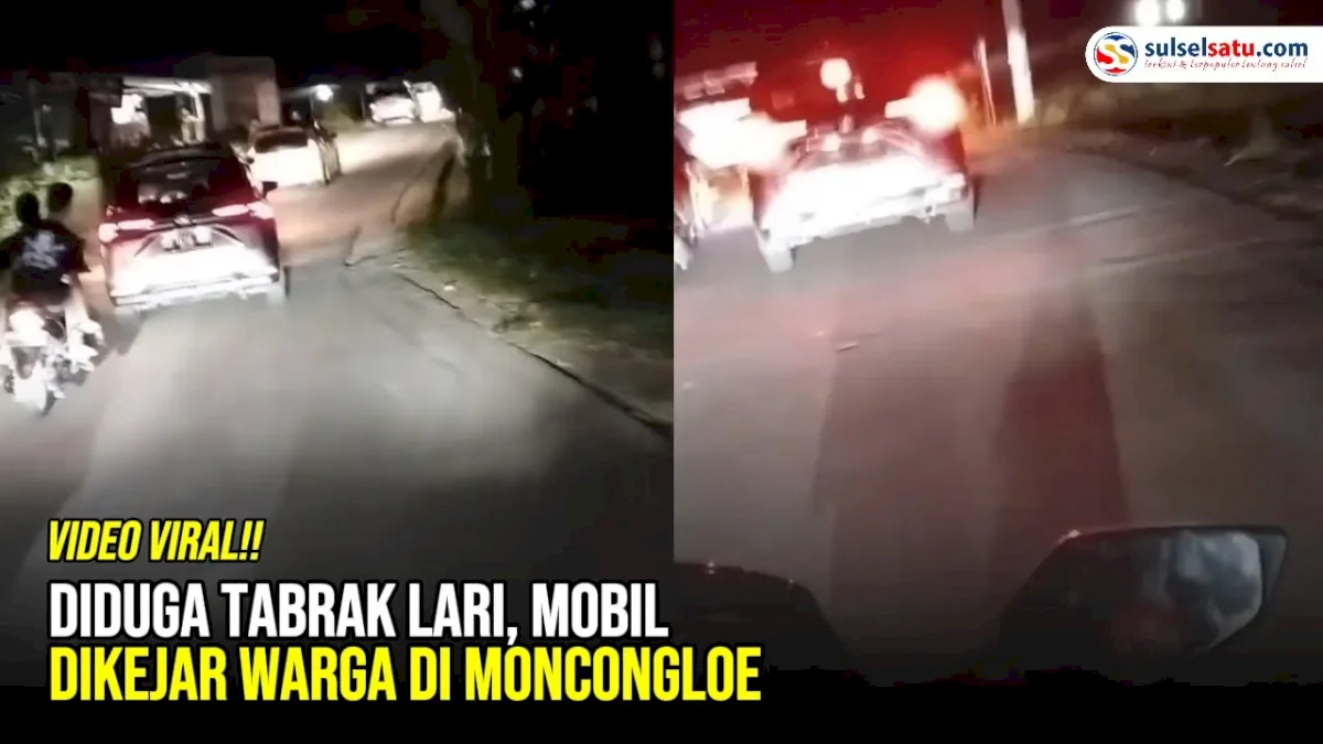 VIDEO: Diduga Tabrak Lari, Mobil Dikejar Warga di Moncongloe