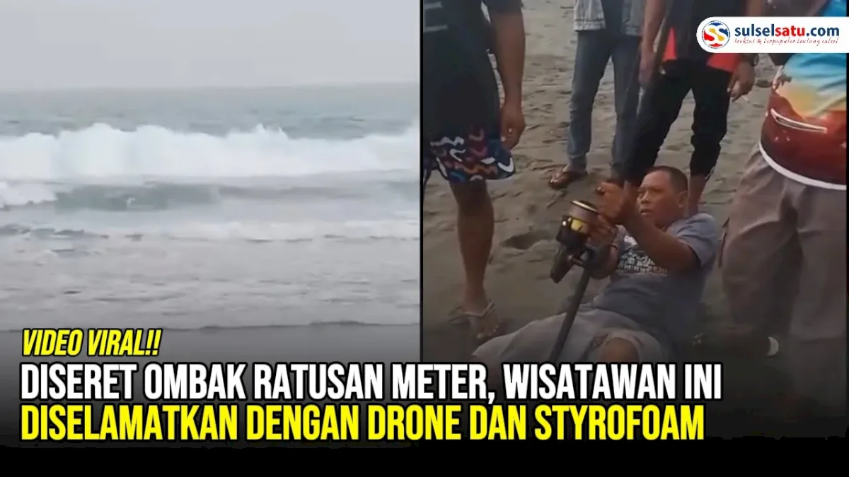 VIDEO: Diseret Ombak Ratusan Meter, Wisatawan di Ini Diselamatkan dengan Drone dan Styrofoam