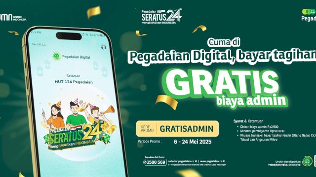 Pegadaian bebaskan biaya admin saat bertransaksi. Foto: Istimewa.
