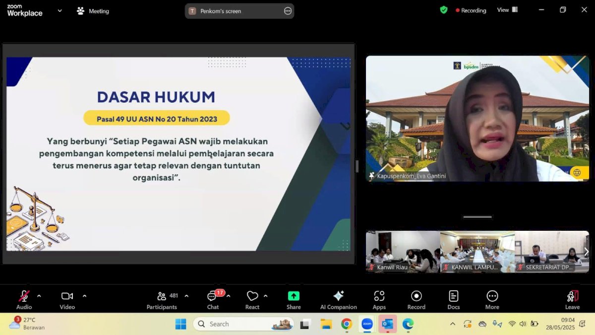 Kanwil Kemenkum Sulsel Ikuti Sosialisasi Uji Kompetensi Perancang Peraturan Perundang-undangan 2025