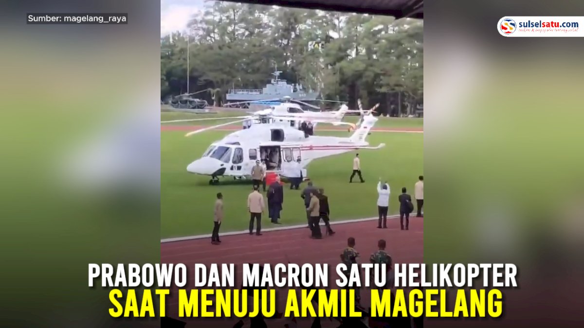 VIDEO: Prabowo dan Macron Satu Helikopter Saat Menuju Akmil Magelang